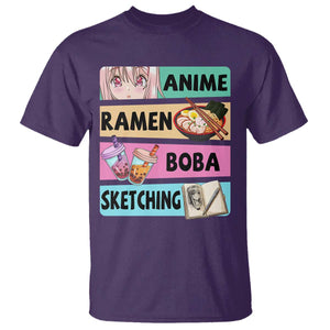 Anime Ramen Boba Sketching T Shirt Kawaii Otaku Manga Lover Japanese Pop Culture TS02 Purple Print Your Wear