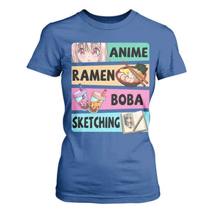 Anime Ramen Boba Sketching T Shirt For Women Kawaii Otaku Manga Lover Japanese Pop Culture TS02 Royal Blue Print Your Wear