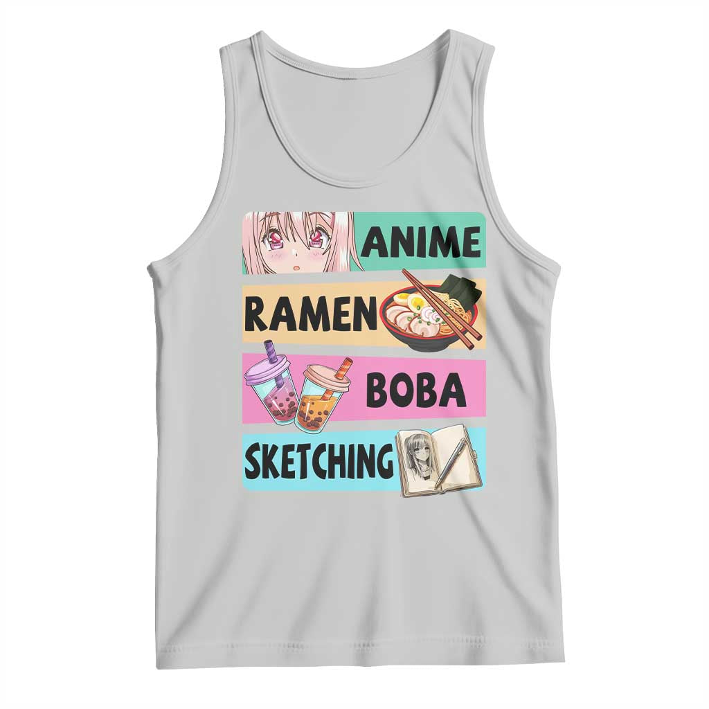 Anime Ramen Boba Sketching Tank Top Kawaii Otaku Manga Lover Japanese Pop Culture TS02 Ash Print Your Wear