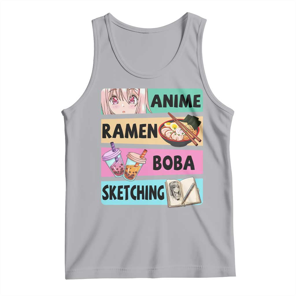 Anime Ramen Boba Sketching Tank Top Kawaii Otaku Manga Lover Japanese Pop Culture TS02 Athletic Heather Print Your Wear