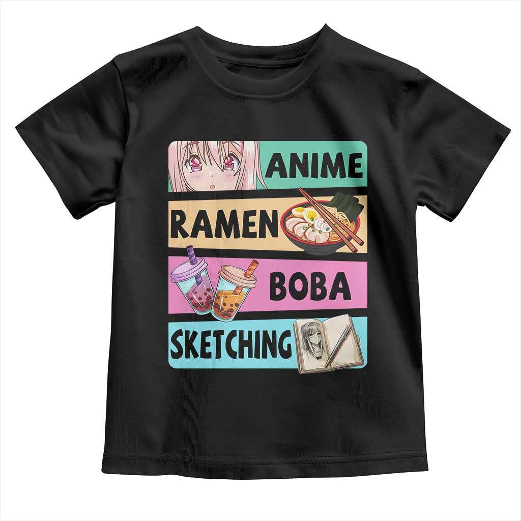 Anime Ramen Boba Sketching Toddler T Shirt Kawaii Otaku Manga Lover Japanese Pop Culture TS02 Black Print Your Wear