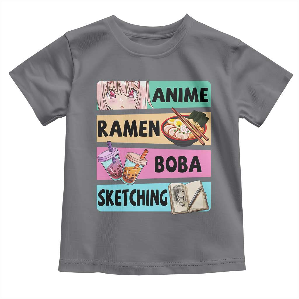 Anime Ramen Boba Sketching Toddler T Shirt Kawaii Otaku Manga Lover Japanese Pop Culture TS02 Charcoal Print Your Wear