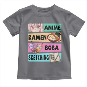 Anime Ramen Boba Sketching Toddler T Shirt Kawaii Otaku Manga Lover Japanese Pop Culture TS02 Charcoal Print Your Wear