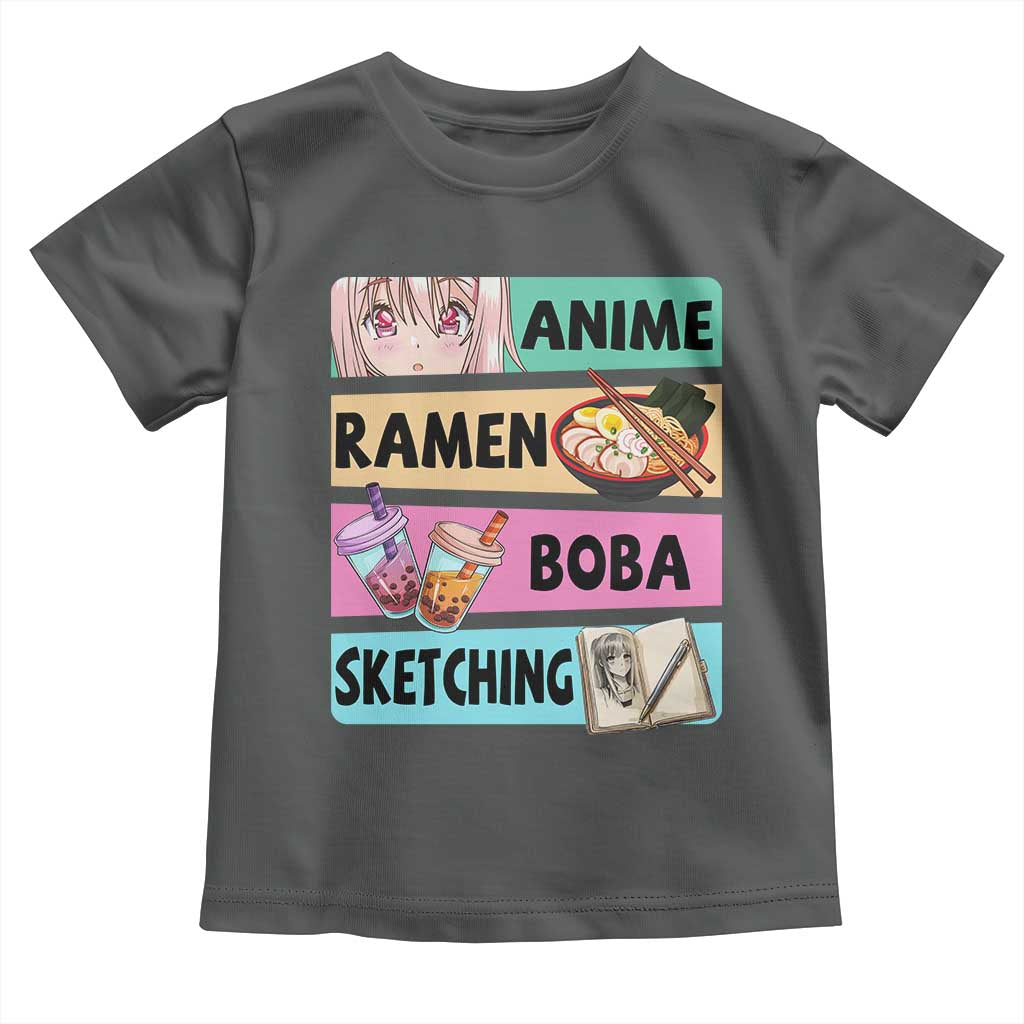 Anime Ramen Boba Sketching Toddler T Shirt Kawaii Otaku Manga Lover Japanese Pop Culture TS02 Dark Heather Print Your Wear