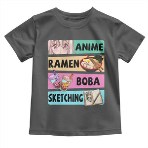 Anime Ramen Boba Sketching Toddler T Shirt Kawaii Otaku Manga Lover Japanese Pop Culture TS02 Dark Heather Print Your Wear