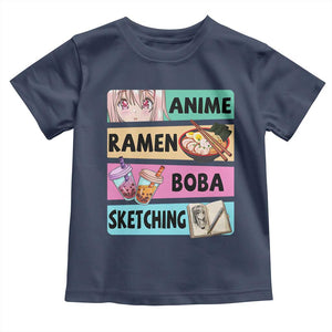 Anime Ramen Boba Sketching Toddler T Shirt Kawaii Otaku Manga Lover Japanese Pop Culture TS02 Navy Print Your Wear