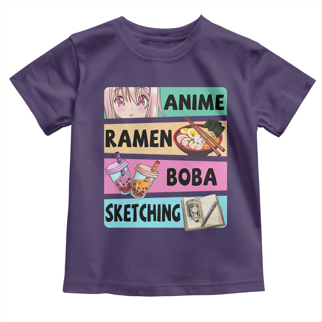 Anime Ramen Boba Sketching Toddler T Shirt Kawaii Otaku Manga Lover Japanese Pop Culture TS02 Purple Print Your Wear