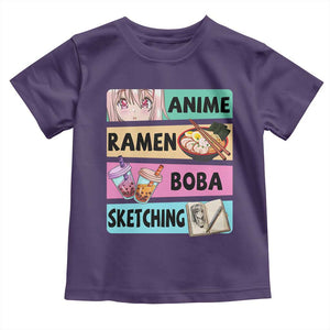 Anime Ramen Boba Sketching Toddler T Shirt Kawaii Otaku Manga Lover Japanese Pop Culture TS02 Purple Print Your Wear