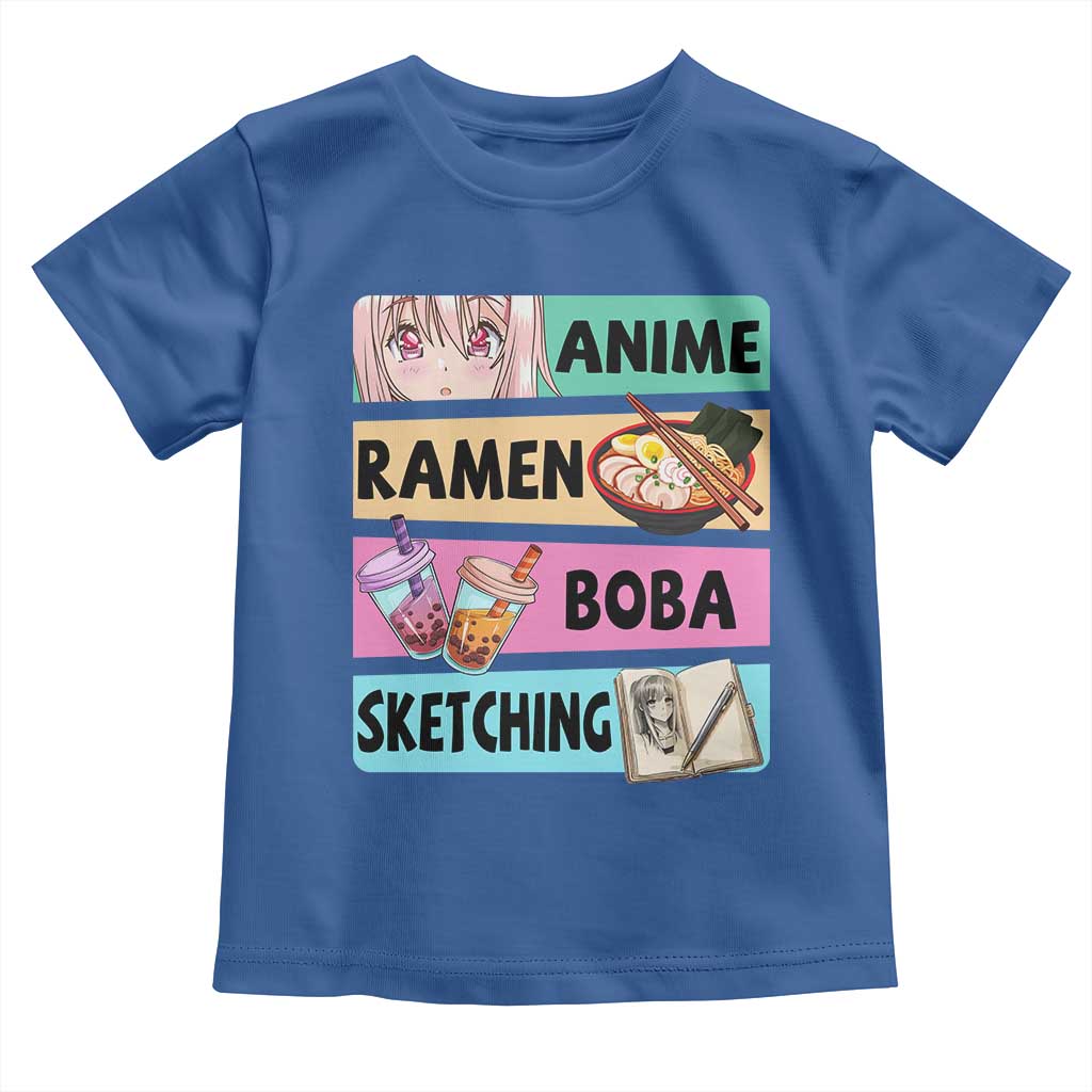 Anime Ramen Boba Sketching Toddler T Shirt Kawaii Otaku Manga Lover Japanese Pop Culture TS02 Royal Blue Print Your Wear