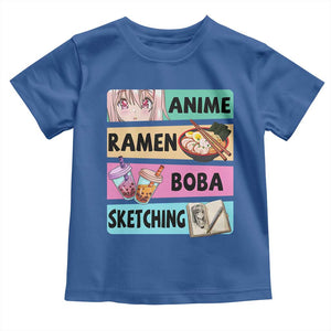 Anime Ramen Boba Sketching Toddler T Shirt Kawaii Otaku Manga Lover Japanese Pop Culture TS02 Royal Blue Print Your Wear