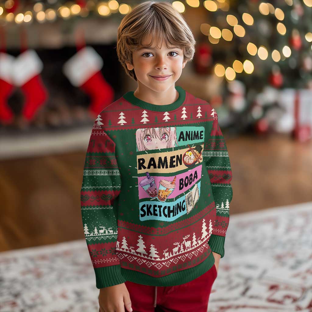 Anime Ramen Boba Sketching Ugly Christmas Sweater Kawaii Otaku Manga Lover Japanese Pop Culture TS02 Christmas Print Your Wear