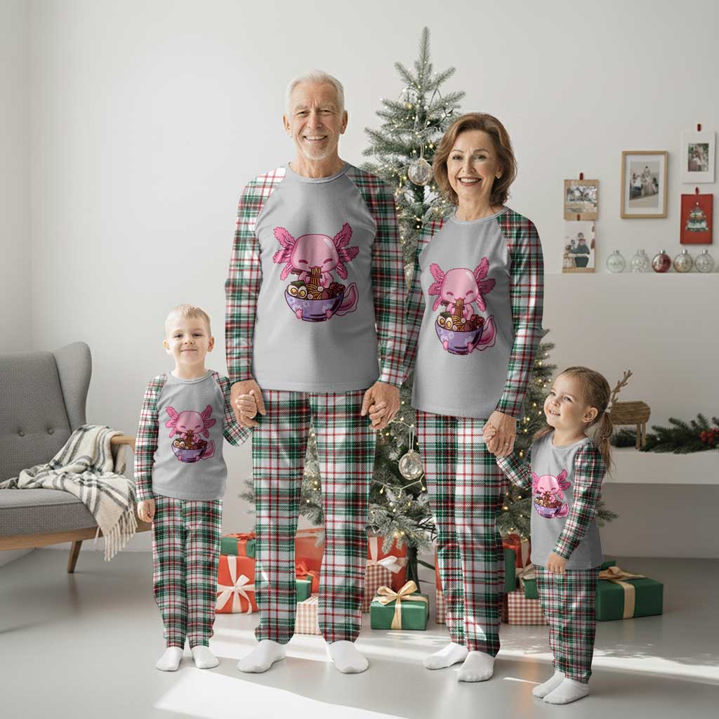 Kawaii Axolotl Eating Ramen Plaid Pajama Set Japanese Noodles Lover Anime Otaku Manga TS02 Christmas Plaid Print Your Wear