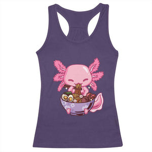 Kawaii Axolotl Eating Ramen Racerback Tank Top Japanese Noodles Lover Anime Otaku Manga TS02 Purple Print Your Wear