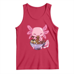 Kawaii Axolotl Eating Ramen Tank Top Japanese Noodles Lover Anime Otaku Manga TS02 Red Print Your Wear