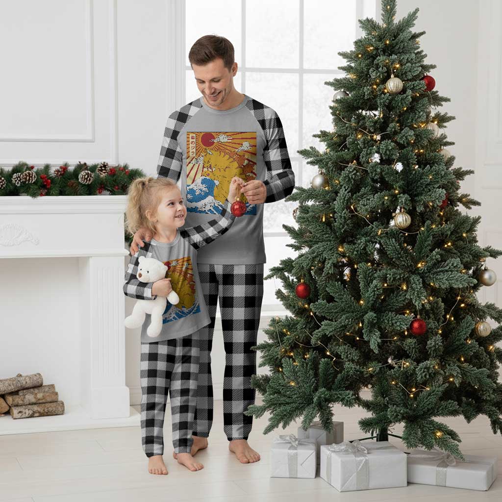 Funny Cat Japanese Anime Kawaii Plaid Pajama Set Catzilla Meme Retro Vintage Graphic TS02 White Plaid Print Your Wear