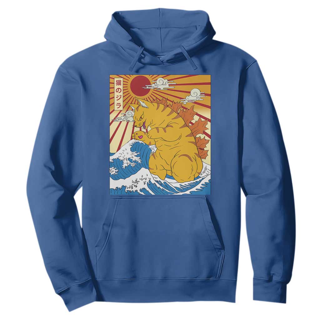 Funny Giant Cat Monster Japanese Anime Kawaii Hoodie Retro Vintage Japan Inspo Graphic TS02 Royal Blue Print Your Wear