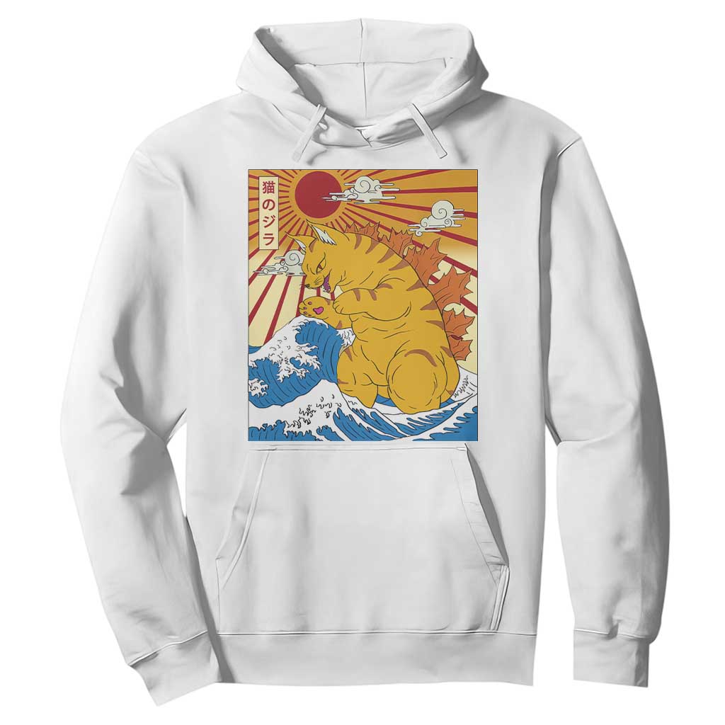 Funny Giant Cat Monster Japanese Anime Kawaii Hoodie Retro Vintage Japan Inspo Graphic TS02 White Print Your Wear