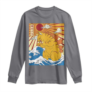 Funny Giant Cat Monster Japanese Anime Kawaii Long Sleeve Shirt Retro Vintage Japan Inspo Graphic TS02 Charcoal Print Your Wear