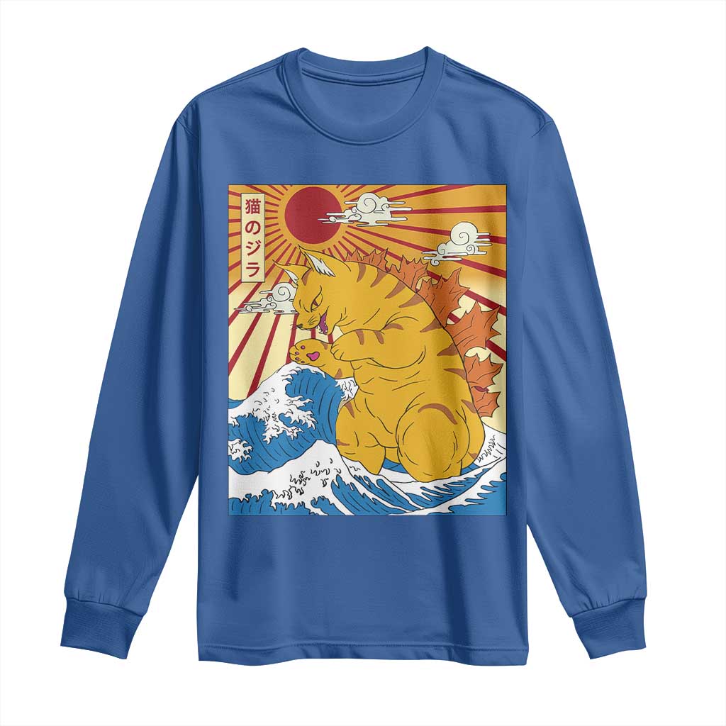 Funny Giant Cat Monster Japanese Anime Kawaii Long Sleeve Shirt Retro Vintage Japan Inspo Graphic TS02 Royal Blue Print Your Wear