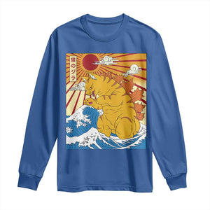 Funny Giant Cat Monster Japanese Anime Kawaii Long Sleeve Shirt Retro Vintage Japan Inspo Graphic TS02 Royal Blue Print Your Wear
