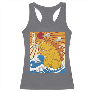 Funny Giant Cat Monster Japanese Anime Kawaii Racerback Tank Top Retro Vintage Japan Inspo Graphic TS02 Charcoal Print Your Wear