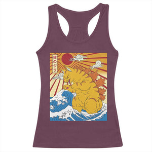 Funny Cat Japanese Anime Kawaii Racerback Tank Top Catzilla Meme Retro Vintage Graphic TS02 Maroon Print Your Wear