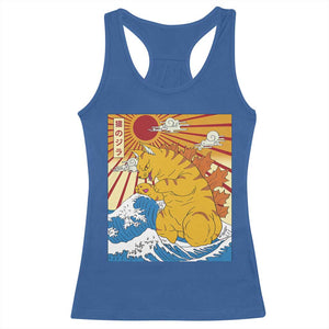 Funny Giant Cat Monster Japanese Anime Kawaii Racerback Tank Top Retro Vintage Japan Inspo Graphic TS02 Royal Blue Print Your Wear