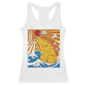 Funny Cat Japanese Anime Kawaii Racerback Tank Top Catzilla Meme Retro Vintage Graphic TS02 White Print Your Wear