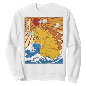 Funny Cat Japanese Anime Kawaii Sweatshirt Catzilla Meme Retro Vintage Graphic TS02 White Print Your Wear