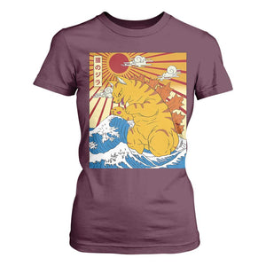 Funny Cat Japanese Anime Kawaii T Shirt For Women Catzilla Meme Retro Vintage Graphic TS02 Maroon Print Your Wear