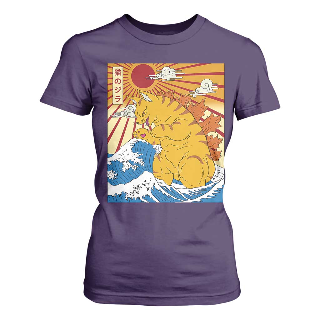 Funny Giant Cat Monster Japanese Anime Kawaii T Shirt For Women Retro Vintage Japan Inspo Graphic TS02 Purple Print Your Wear