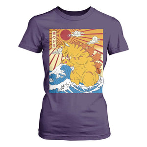 Funny Cat Japanese Anime Kawaii T Shirt For Women Catzilla Meme Retro Vintage Graphic TS02 Purple Print Your Wear