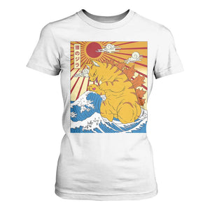 Funny Cat Japanese Anime Kawaii T Shirt For Women Catzilla Meme Retro Vintage Graphic TS02 White Print Your Wear