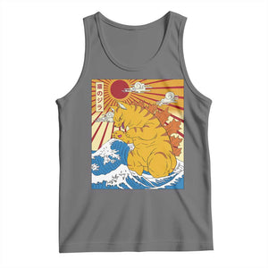 Funny Cat Japanese Anime Kawaii Tank Top Catzilla Meme Retro Vintage Graphic TS02 Black Heather Print Your Wear