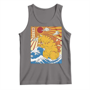 Funny Cat Japanese Anime Kawaii Tank Top Catzilla Meme Retro Vintage Graphic TS02 Deep Heather Print Your Wear