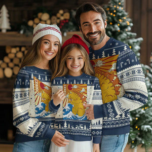 Funny Giant Cat Monster Japanese Anime Kawaii Ugly Christmas Sweater Retro Vintage Japan Inspo Graphic TS02 Navy Print Your Wear
