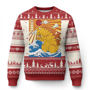 Funny Giant Cat Monster Japanese Anime Kawaii Ugly Christmas Sweater Retro Vintage Japan Inspo Graphic TS02 Red Print Your Wear