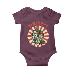 Kawaii Japan Ramen Baby Onesie Cute Skater Japanese Noodles Anime Skateboard Lover TS02 Maroon Print Your Wear