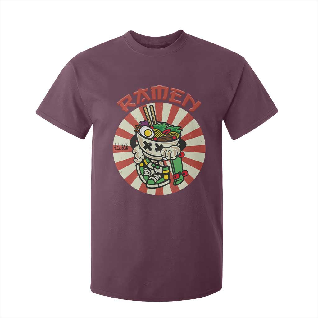 Kawaii Japan Ramen T Shirt For Kid Cute Skater Japanese Noodles Anime Skateboard Lover TS02 Maroon Print Your Wear