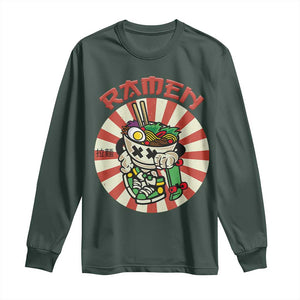 Kawaii Japan Ramen Long Sleeve Shirt Cute Skater Japanese Noodles Anime Skateboard Lover TS02 Dark Forest Green Print Your Wear