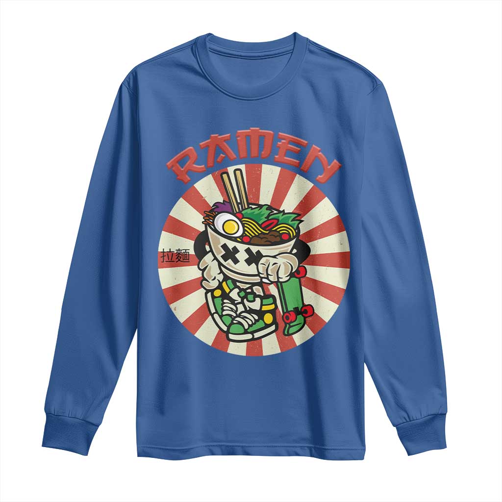 Kawaii Japan Ramen Long Sleeve Shirt Cute Skater Japanese Noodles Anime Skateboard Lover TS02 Royal Blue Print Your Wear