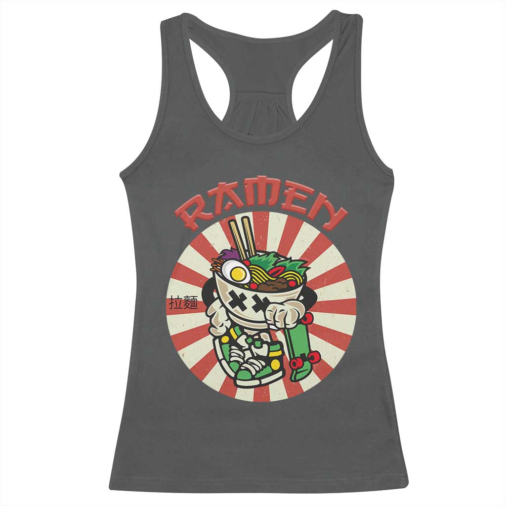 Kawaii Japan Ramen Racerback Tank Top Cute Skater Japanese Noodles Anime Skateboard Lover TS02 Dark Heather Print Your Wear