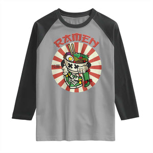 Kawaii Japan Ramen Raglan Shirt Cute Skater Japanese Noodles Anime Skateboard Lover TS02 Sport Gray Black Print Your Wear