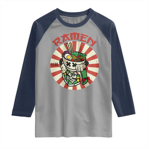 Kawaii Japan Ramen Raglan Shirt Cute Skater Japanese Noodles Anime Skateboard Lover TS02 Sport Gray Navy Print Your Wear
