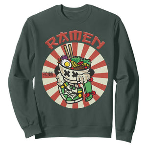 Kawaii Japan Ramen Sweatshirt Cute Skater Japanese Noodles Anime Skateboard Lover TS02 Dark Forest Green Print Your Wear