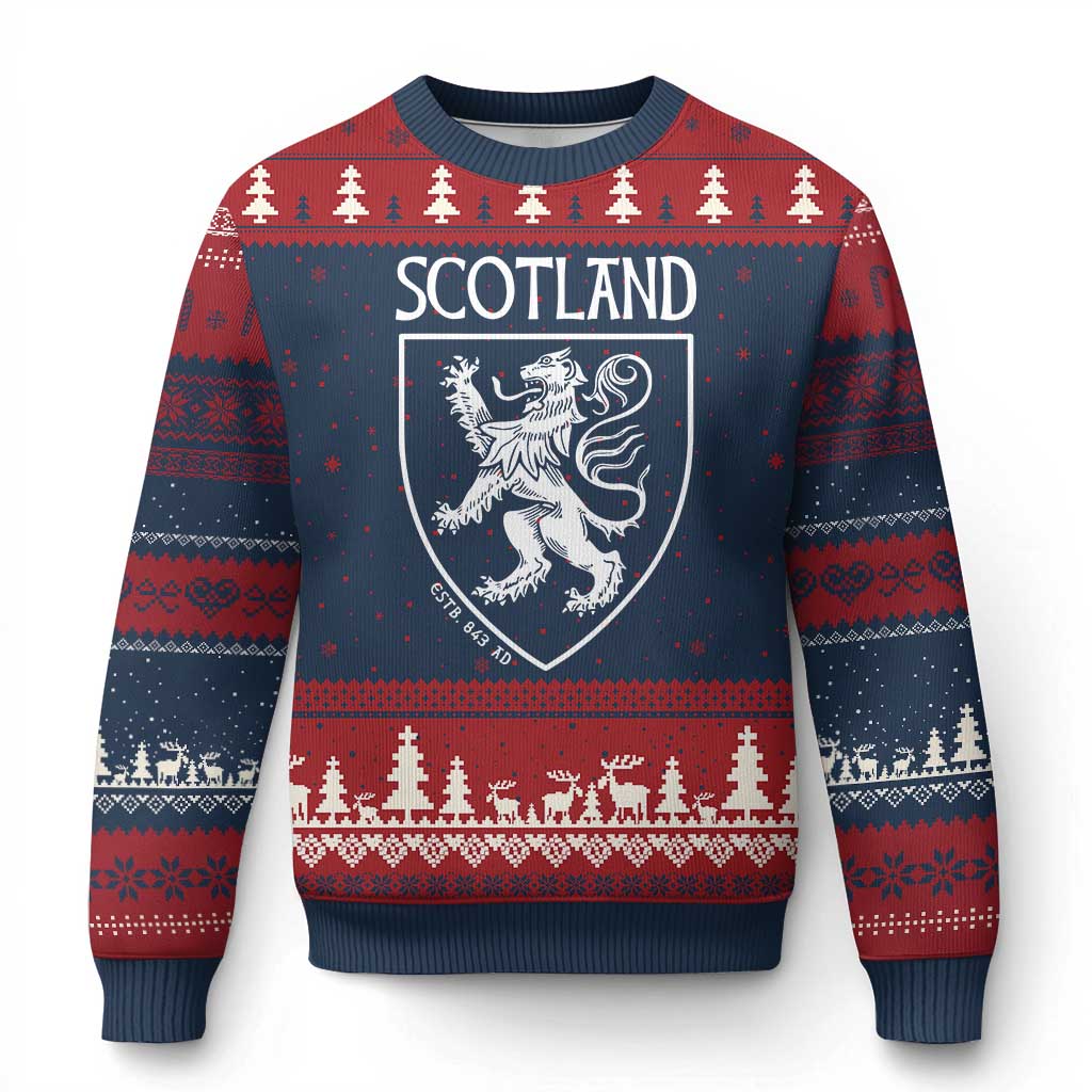 Scotland Lion Rampant Scottish Heritage Pride Graphic Ugly Christmas Sweater TS02 Navy Red Print Your Wear