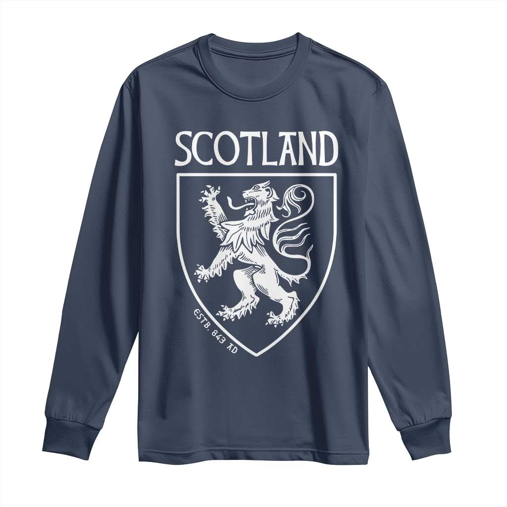 Scotland Lion Rampant Scottish Heritage Pride Graphic Long Sleeve Shirt TS02 Navy Print Your Wear