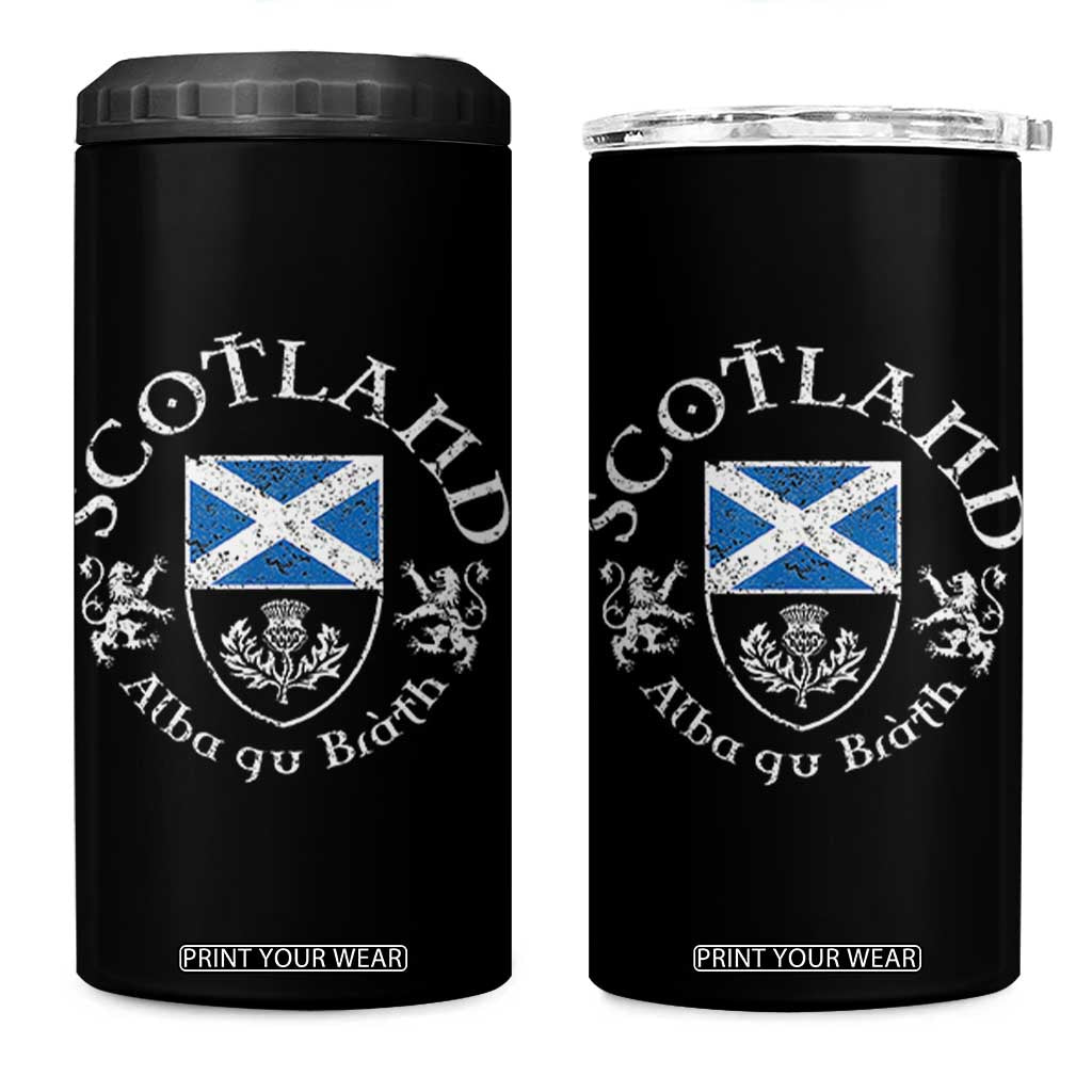 Scotland Alba gu Brath Scottish Thistle Emblem 4 in 1 Can Cooler Tumbler Distressed Vintage Scottish Heritage Pride