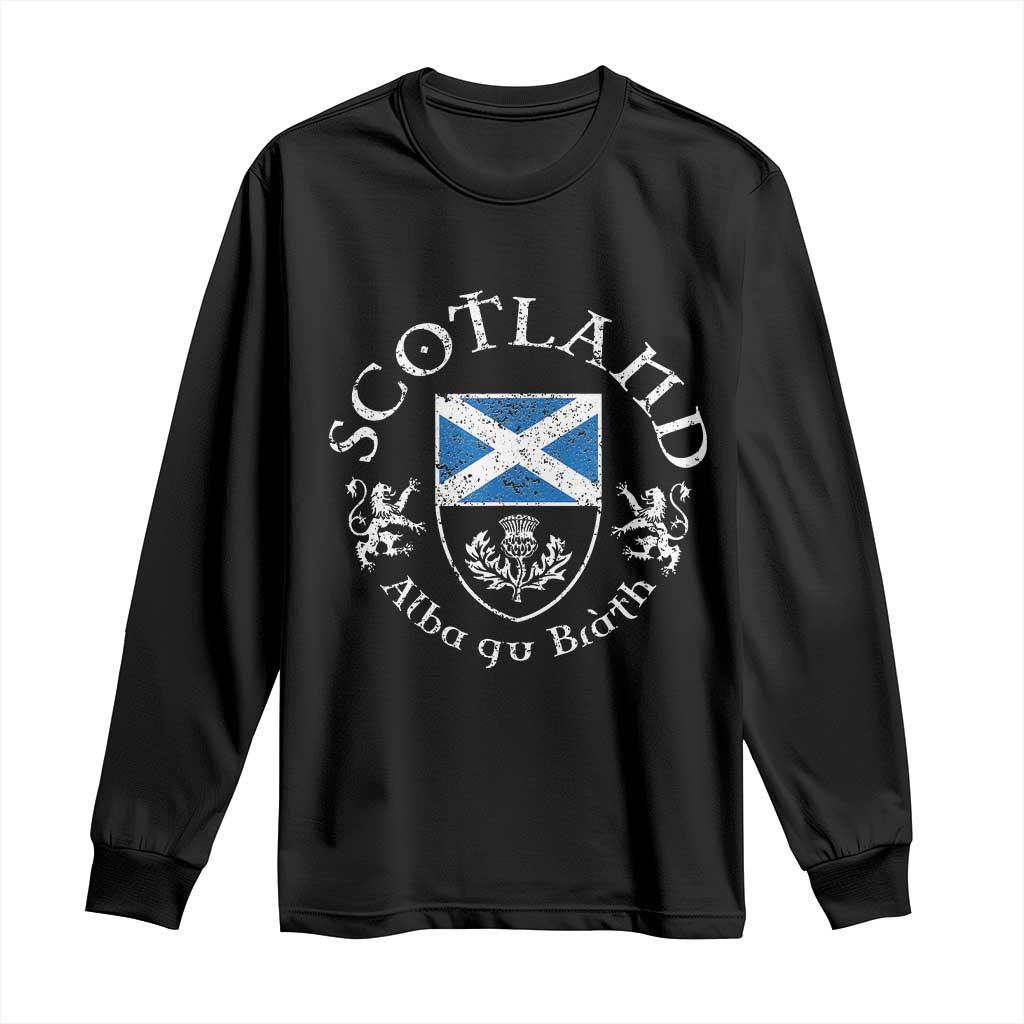 Scotland Alba gu Brath Scottish Thistle Emblem Long Sleeve Shirt Distressed Vintage Scottish Heritage Pride