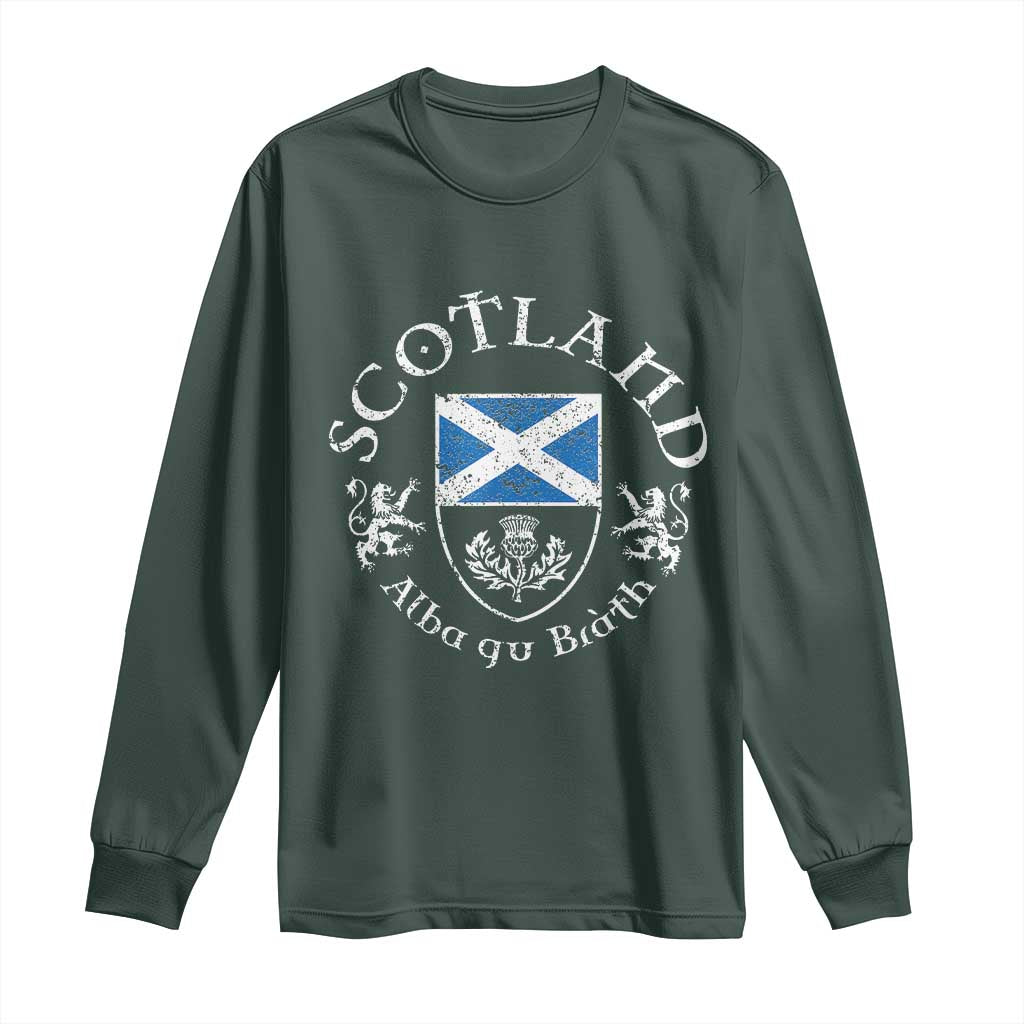Scotland Alba gu Brath Scottish Thistle Emblem Long Sleeve Shirt Distressed Vintage Scottish Heritage Pride